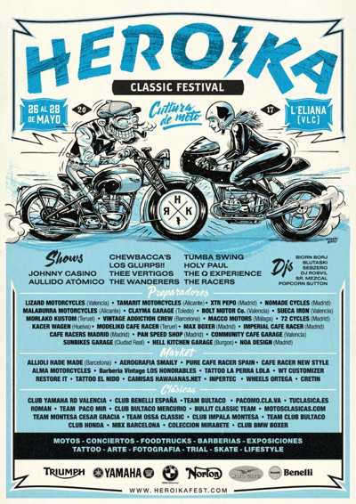 Cartel del Heroika Classic Festival al que asistirá VFerrer con motos Yamaha